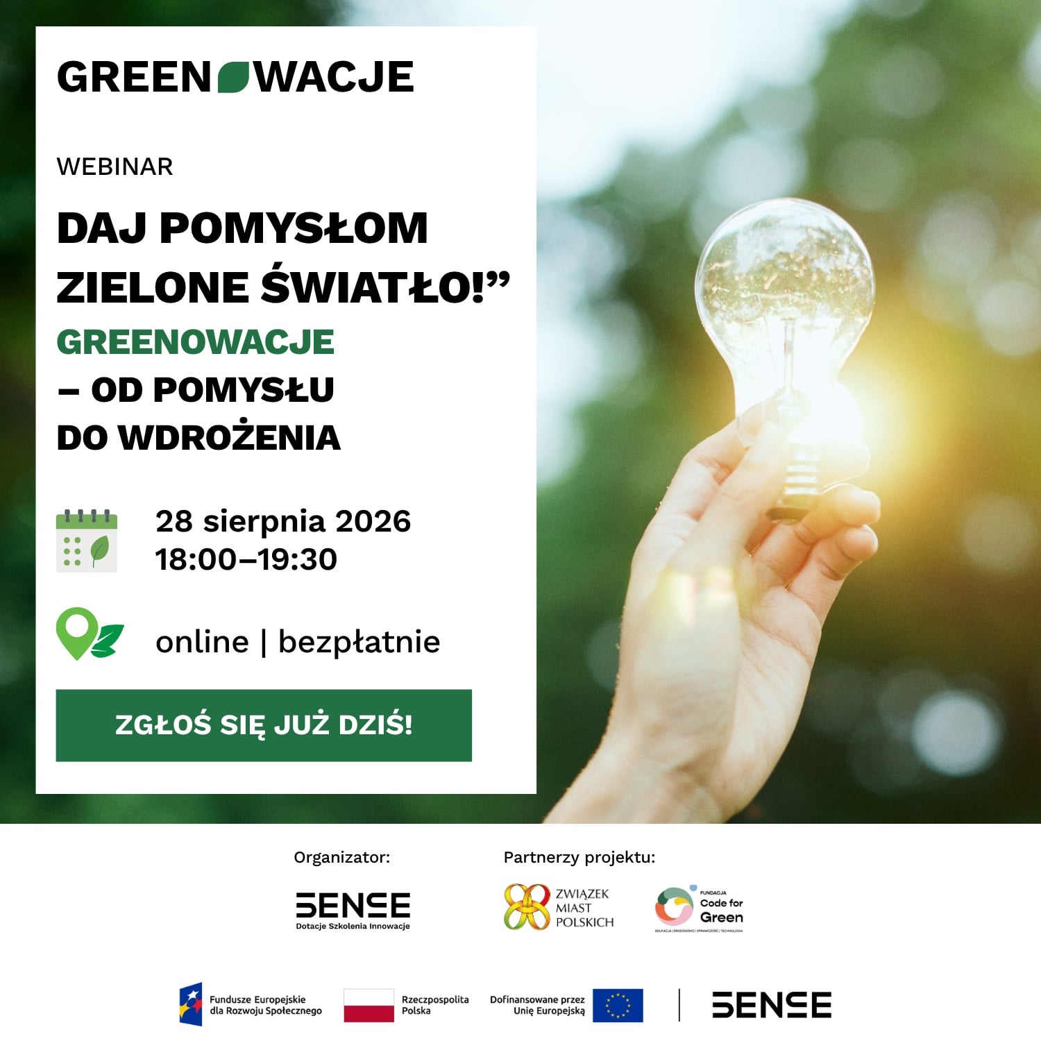 GREENOWACJE: how to turn an idea into a solution? Free online information meeting